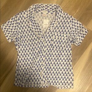 J.Crew Blue and White Sailboat Print Shirt